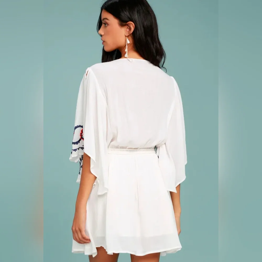 Free People NWT Women's Cora White Floral Embroidered Mini Dress Size S/Petite - Picture 3 of 15